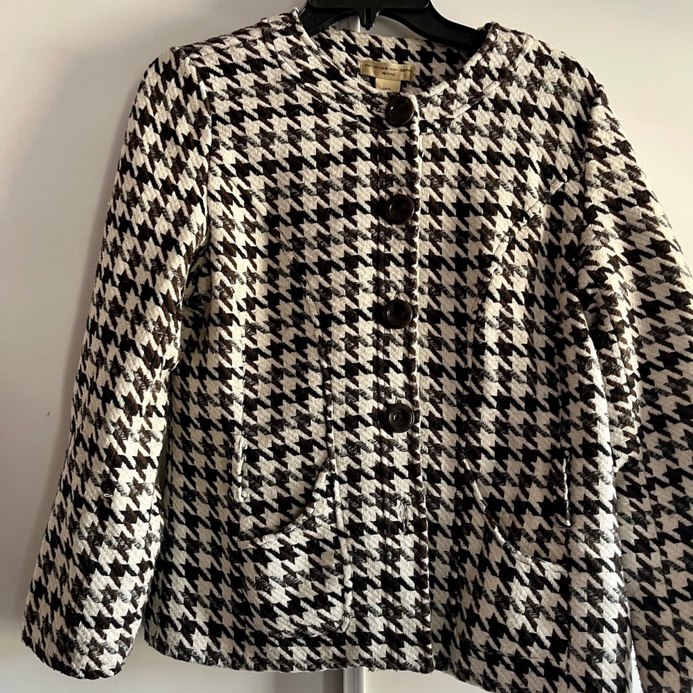 Cream and brown Herringbone Blazer